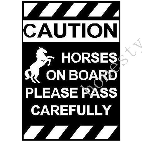 Caution Horses On Board Float Car Wall Home Window Glass Decal Sticker