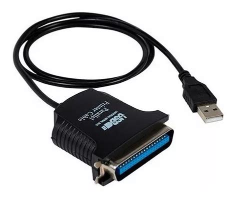 Conversor Usb X Paralelo Centronics 30 Pinos 80 Cm Cor Preto