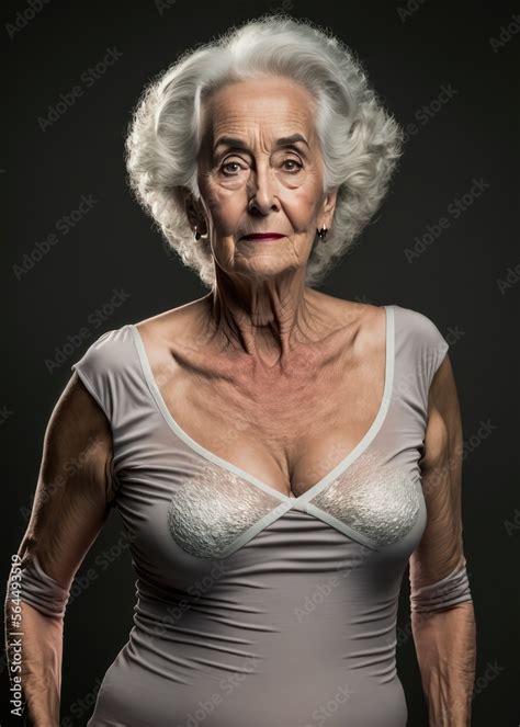 Old Lady Posing In Fine Silk Lingerie Generative Ai Stock Illustration Adobe Stock