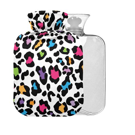 Colorful Leopard Print Hot Water Bottle BPA Free 2L For Pain Relief Large Durable Stylish