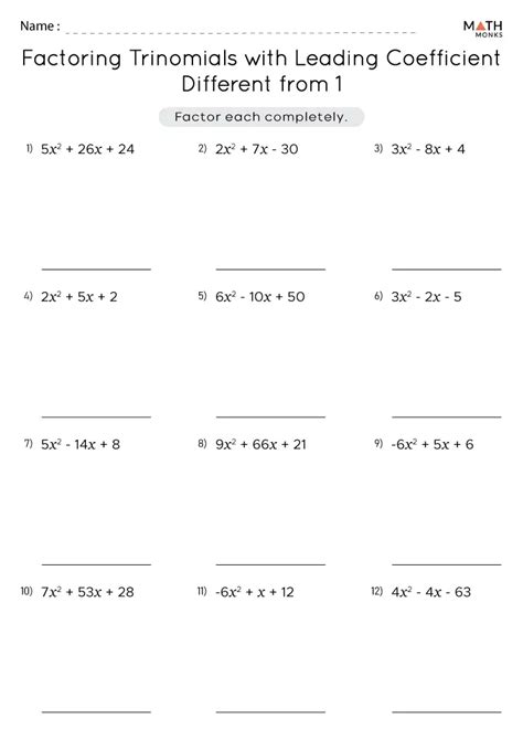 Factoring Trinomials Worksheets Math Monks Worksheets Library