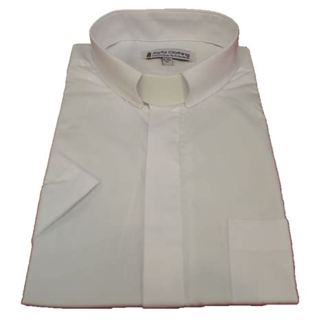 Mens Short Sleeve Tab Collar Clergy Shirt White Mens Clerical Shirts Sm102 Suit Avenue