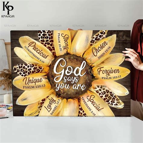 God Says You Are Sunflower Canvas Christian Canvas Sunflower Canvas