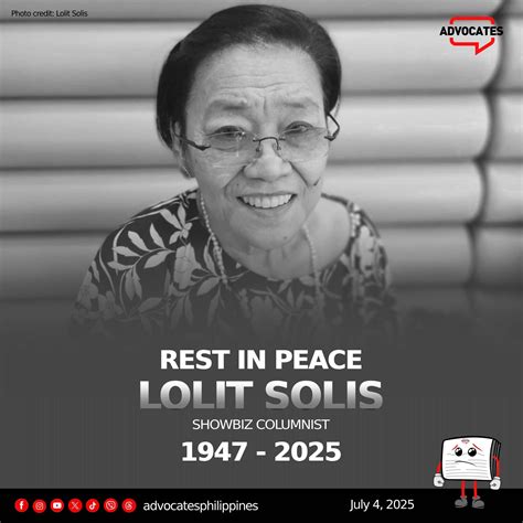 Advocates - The Philippine entertainment industry is mourning the loss