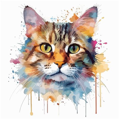 Un Dibujo De Un Gato Con Un Ojo Amarillo Y Un Fondo Azul Y Naranja