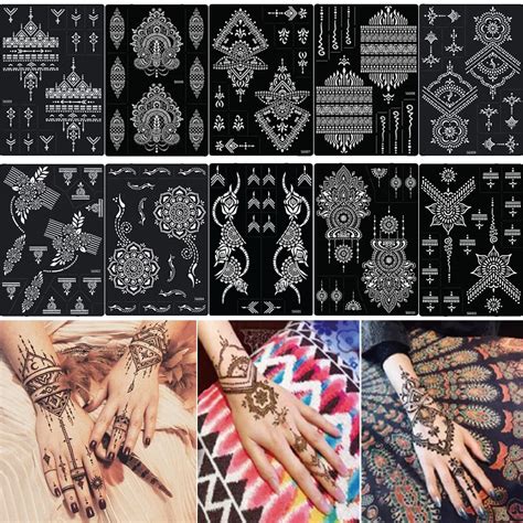 Amazon Xmasir Sheets Henna Tattoo Kit Stencils Pair