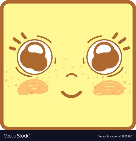 Happy Face Kawaii With Cute Eyes And Cheeks Vector Image