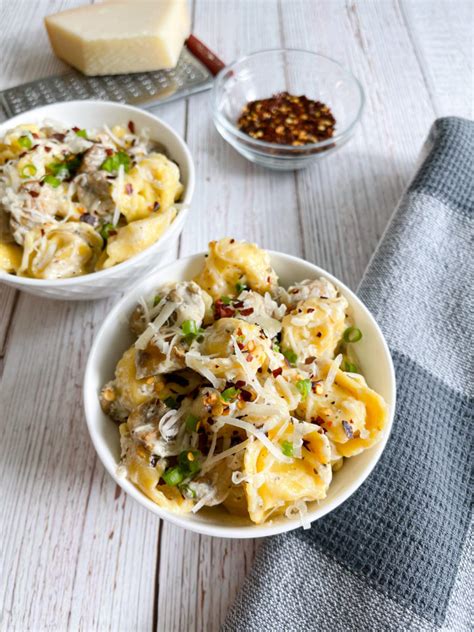 Cheese Tortelloni In A Creamy Mushroom Sauce Our Little Nook