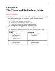 Lab Doc Chapter The Elbow And Radioulnar Joints Review