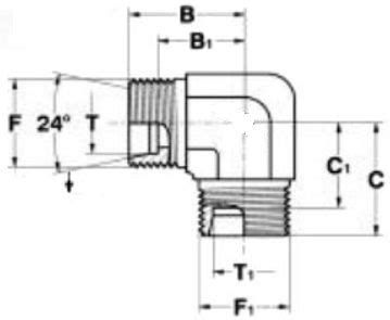 ТРУБНОЕ СОЕДИНЕНИЕ УГЛОВОЕ DIN2353 LR/SR, ISO 8434-1