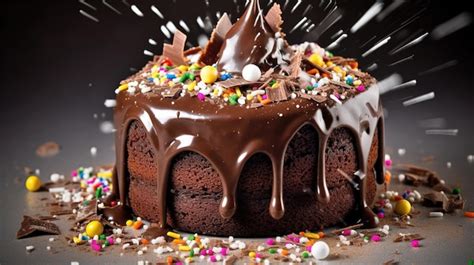 Premium Photo | A chocolate cake with sprinkles and sprinkles