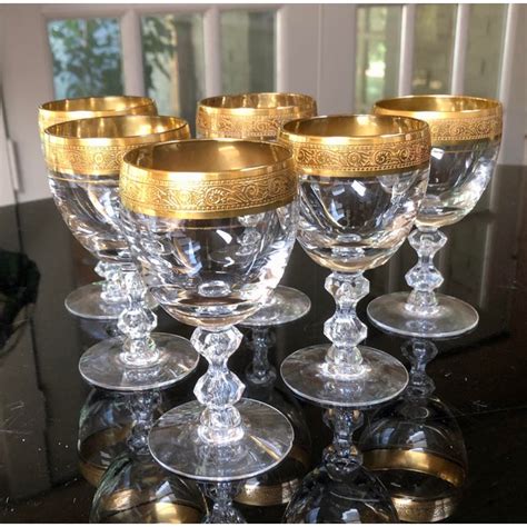 Mid Century Tiffin Franciscan Westchester Gold Rimmed Wine Glasses Set Of 6 Chairish