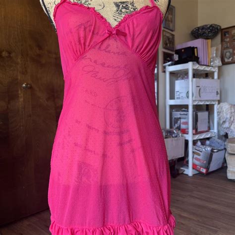Hot Pink Lingerie Dress With Bow Detail On Back Depop