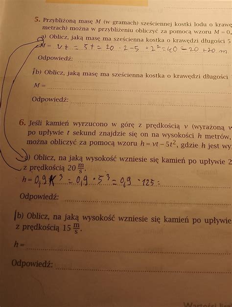 5 Przybliżoną masę M w gramach sześciennej kostki lodu o krawędzi