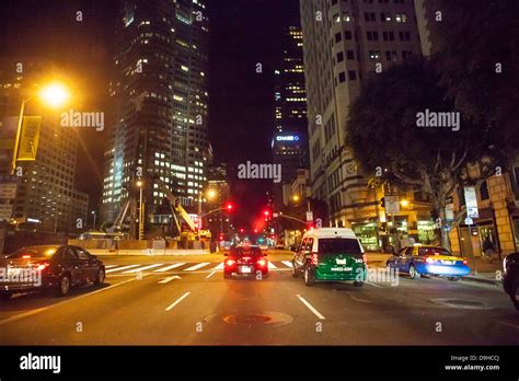 Night time scene on Figueroa Street in downtown Los Angeles 19 June ...