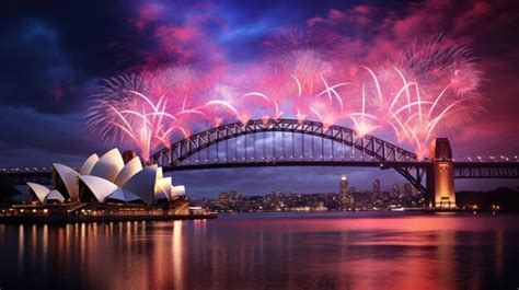 Premium AI Image | Sydney Harbour Bridge Fireworks Opera House Australia