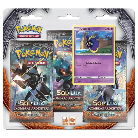 Jogo Triple Pack Pokémon Cosmog Sol e Lua 3 Sombras Ardentes 2005 o