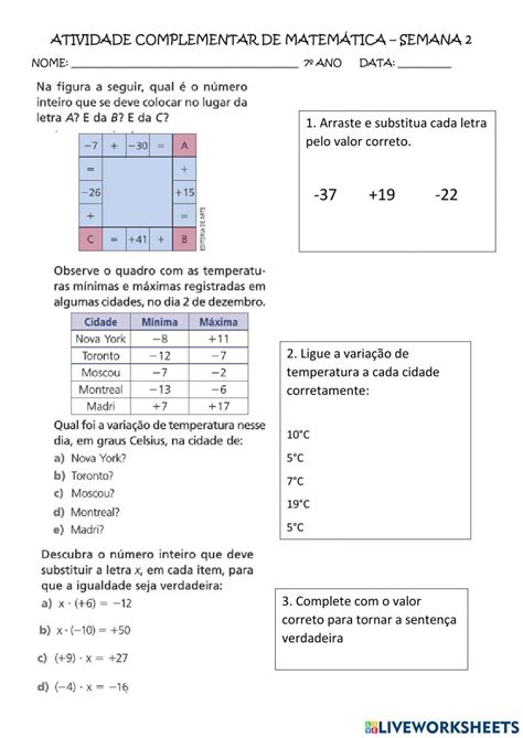 Exercicios De Numeros Inteiros