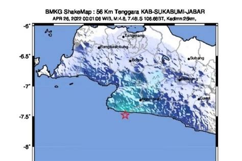 BMKG 26 April 2022 Gempa Magnitudo 4 8 SR Guncang Sukabumi Sampai