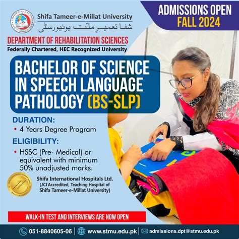 Admissions Open Department Of Rehabilitation Sciences Shifa Tameer