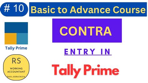 10 How To Do Contra Entry In Tally Prime Tally Prime Full Course