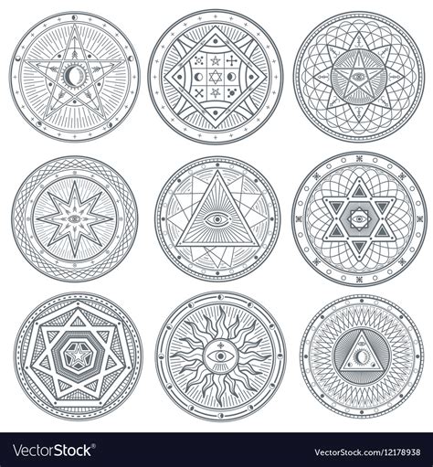 Occult Mystic Spiritual Esoteric Symbols Vector Image