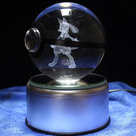 Lucario Large Crystal Pokeball 3D LED 80MM Large Laser Etsy