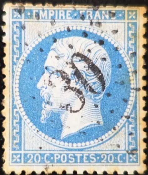 FRANCE TIMBRE NAPOLÉON N22 BLEU oblitéré ÉTOILE de PARIS N30 EUR 2 00