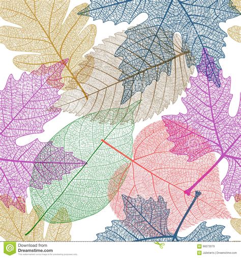 Seamless Pattern With Colorful Leaves Vector Eps Stock Vector