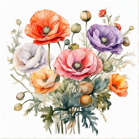 watercolor poppy flowers  stock photo public domain pictures