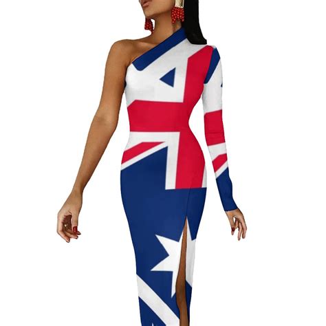 Australian Flag Half Dleeve Split Dress Summer Womens Dress 2024 Party