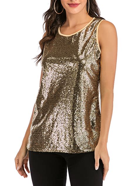 Sayfut Women S Plus Size Sequin Tops Glitter Tank Top Sleeveless