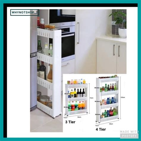 Ready Stock Tier Slim Wheel Space Saver Kitchen Rack Almari Rak