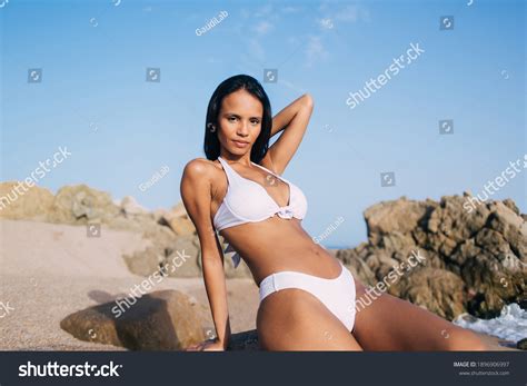 Portrait Sexy Top Model White Bikini Stock Photo Shutterstock