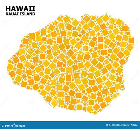 Golden Rotated Square Pattern Map Of Kauai Island Stock Illustration