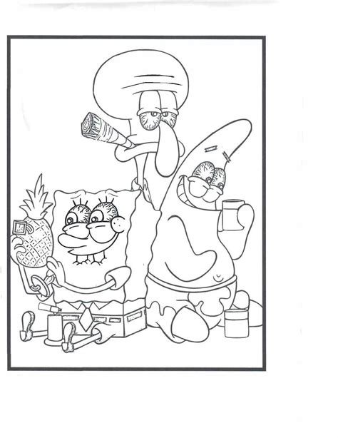 Sponge Bob Stoner Coloring Pages Etsy Ireland