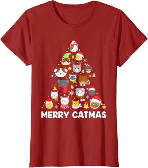 Womens Merry Catmas Funny Christmas Cat Shirt For Cat Lovers T Shirt