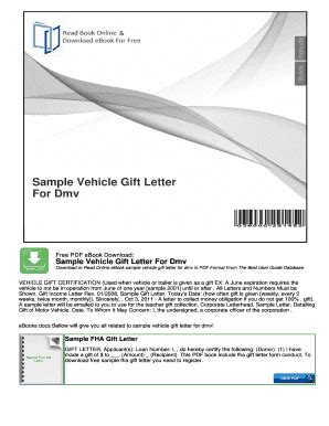 Fillable Online Sample Vehicle Gift Letter For Dmv The Ultimate PDF