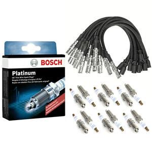 12 Cable De Bujía Juego de 12 BOSCH Bujías Doble Platino Para Mercedes