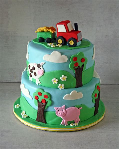 Farm Themed Cake With A Tractor Cake Topper Cake And Food