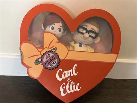 DISNEY STORE UP Carl and Ellie Plush Toys Heart Shape Box Valentines ...