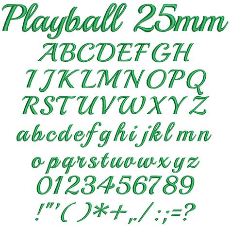 Esa Embroidery Font Play Ball Mm