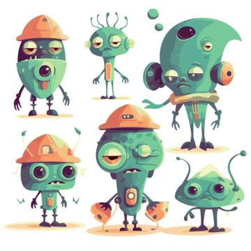 Aliens Clipart Cartoon Character Design Set Of Aliens Vector Cartoon