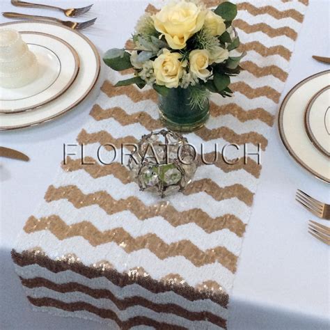 Gold Chevron Table Runner Gold Sequin Table Runner Etsy