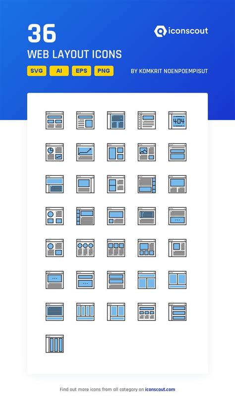 Web Layout Icon Pack 36 Colored Outline Icons Flow Design Ui Ux