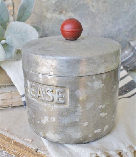 Vintage Aluminum Grease Pot Can Container Farmhouse Decor Fixer Upper