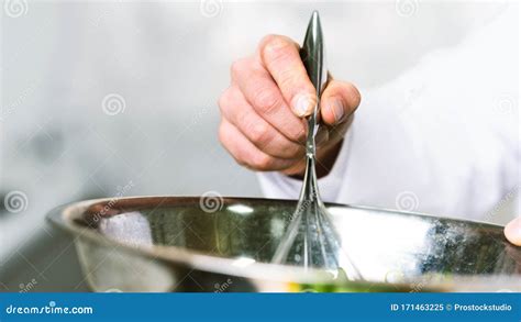 Unrecognizable Chef Blending Ingredients in Bowl in Kitchen Indoor ...