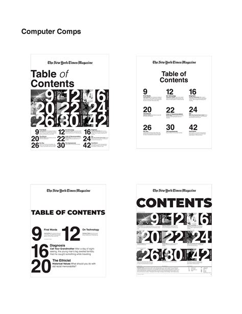 Table of Contents Design on Behance