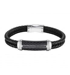 Pulsera Lotus Style LS2286 2 1 Hombre Acero Negro Y Cuero Negro