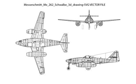 ArtStation - Messerschmitt Me 262 Schwalbe 3d drawing SVG VECTOR FILE ...